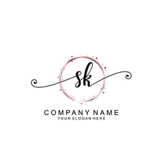 SK beautiful Initial handwriting logo template