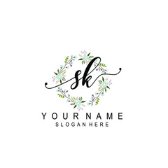 SK beautiful Initial handwriting logo template