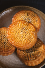 Chinese Mid-Autumn Festival moon cake on plate