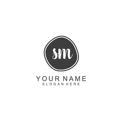 SM beautiful Initial handwriting logo template