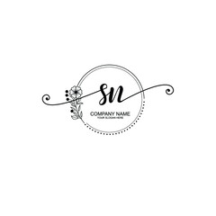 SN beautiful Initial handwriting logo template