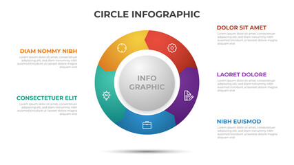5 points infographic template with circle layout vector.