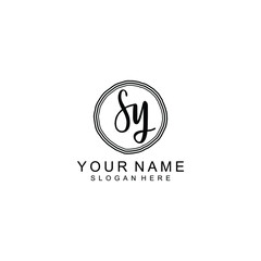 SY beautiful Initial handwriting logo template