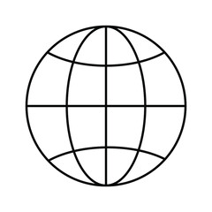 Fototapeta premium Round planet. Sphere icon with black outlines isolated on white background. Print for clothing, websites, applications, stationery. 