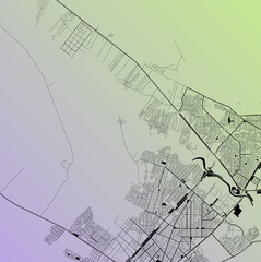 Kermanshah, Iran (IRN) - Urban vector city map with parks, rail and roads, highways, minimalist town plan design poster, city center, downtown, transit network, street blueprint