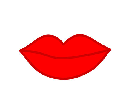 Female lips on a white background. Symbol. Vector illustration.