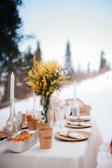 table set for a wedding reception