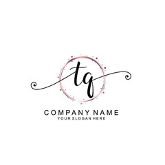 TQ beautiful Initial handwriting logo template