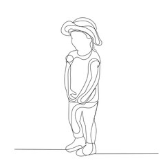 vector, isolated, one line drawing little girl, sketch
