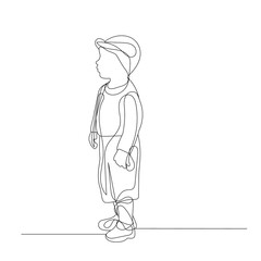 vector, isolated, one line drawing boy