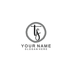 TS beautiful Initial handwriting logo template