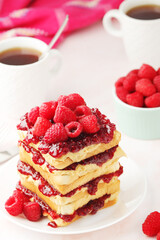 Sandwiches with peanut butter and raspberry jam