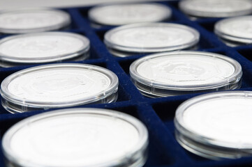 Round coins macro photo