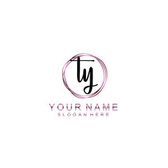 TY beautiful Initial handwriting logo template