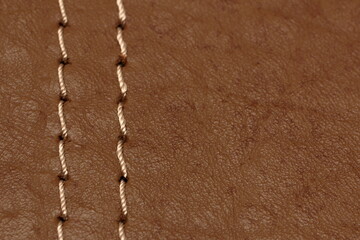 decorative stitching on genuine leather
