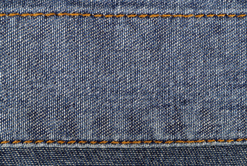 Denim jeans texture with seams, can be used as background