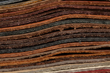 a stack of high-quality genuine leather