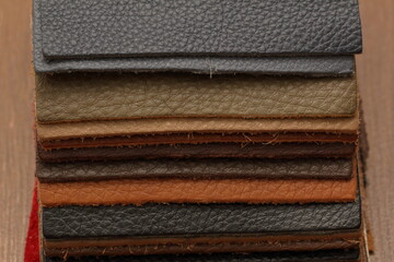 a stack of high-quality genuine leather