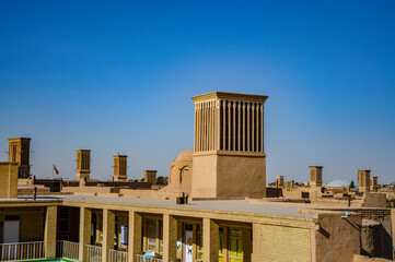 Yazd, Iran - December 5, 2015: Cityscape of Old Town of Yazd with its traditional windcatchers in Iran