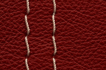 decorative stitching on genuine leather