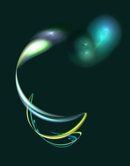 Fantastic hazy composition with glare, twirl and spotlights in neon green hue. Great for design cover, presentation, flyer, poster, card, packaging, certificate, gift, poster or coupon background.