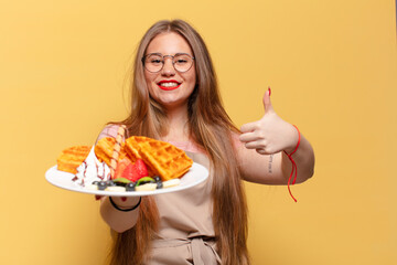 young pretty woman. happy and surprised expression baker concept