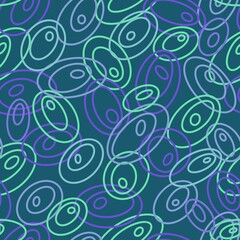Abstract seamless pattern, green and purple ovals on a dark background