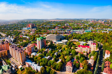 Fototapeta na wymiar Yessentuki city aerial panoramic view, Russia