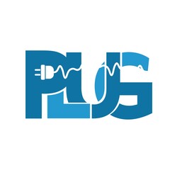 blue electrical cable logo concept design vector illustration