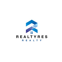 Real estate logo. Creative modern style house with R sign logo design template