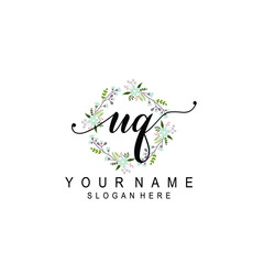 UQ beautiful Initial handwriting logo template