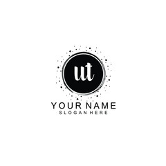 UT beautiful Initial handwriting logo template