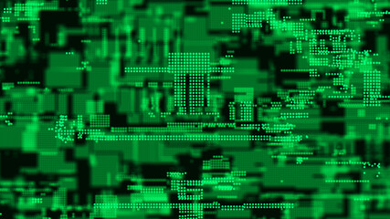 Abstract technology background. Computer matrix. Futuristic cyber background of particles. 3d rendering.
