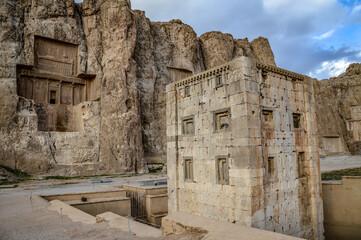 Fototapeta premium The Cube of Zoroaster, a mysterious structure at Naqsh-e Rostam ancient necropolis near Persepolis in Iran