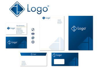 Corporate design stationary logo icons modern vector technology business 