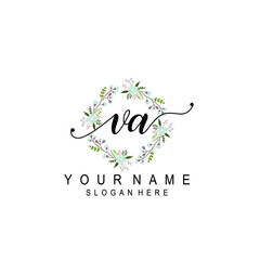 VA beautiful Initial handwriting logo template