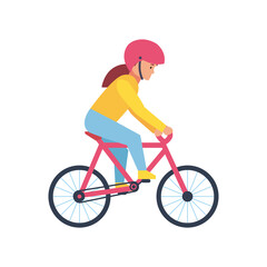 Cycling, happy side view. Vector illustration isolated on white background