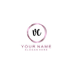 VC beautiful Initial handwriting logo template