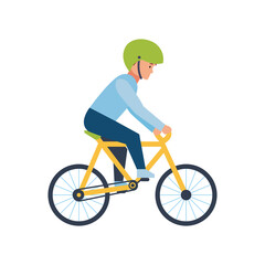 Cycling, happy side view. Vector illustration isolated on white background