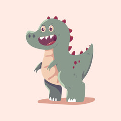 Cute tyrannosaurus rex vector cartoon dinosaur illustration isolated on background.