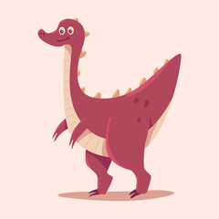 Cute gallimimus vector cartoon dinosaur illustration isolated on background.