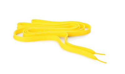 Yellow shoe lace isolated on white. Stylish accessory