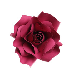 Beautiful red flower made of paper isolated on white