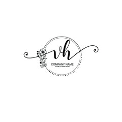 VH beautiful Initial handwriting logo template