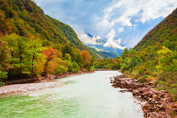 Bzyb river, caucasus mountains landscape, Abkhazia