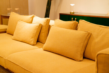 beautiful sofa with light lamp