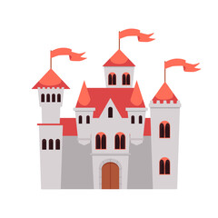 Vector icon of medieval stone castle, a royal residence from fairytale kingdom