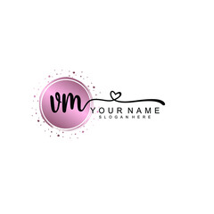 VM beautiful Initial handwriting logo template