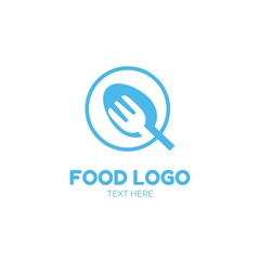 food spoon and fork blue logo icon simple concept design vector illustration