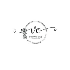 VO beautiful Initial handwriting logo template